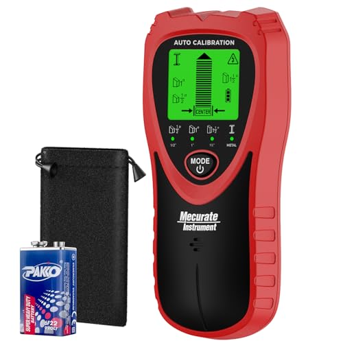 Mecurate Stud Finder Wall Scanner with Fast Auto Calibration, 4 Modes - color: Coral Red