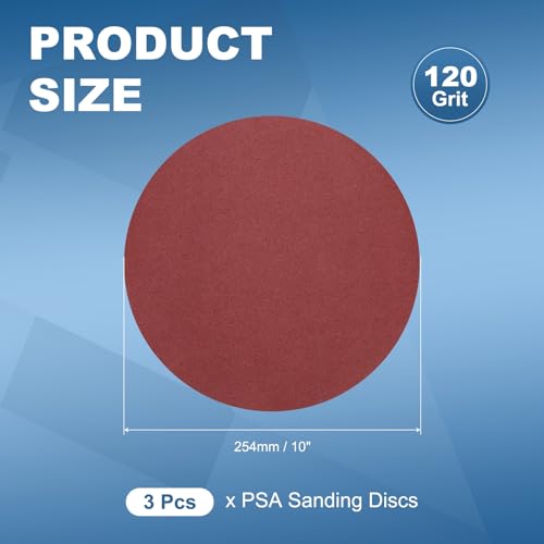 3 Pack 10 Inch PSA Sanding Discs 120 Grit Aluminum Oxide Red - size: 120 grit