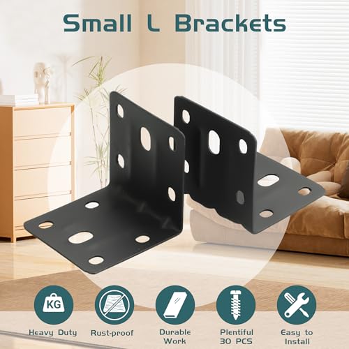 Alise 10 Pack Black 2x2in L Brackets Heavy Duty Metal for Wood Furniture - color: Matte Black, size: (10P) 2X2 inch