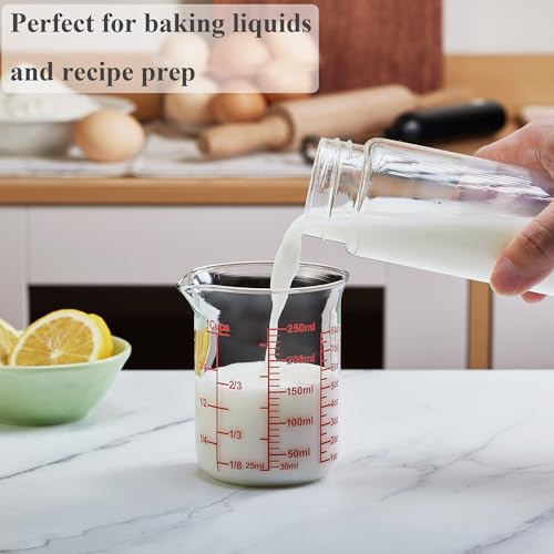 Ackers Borosilicate Glass Measuring Cup with Spout, 250 ml, 8 oz/1 Cup - size: 1Cup,250ML