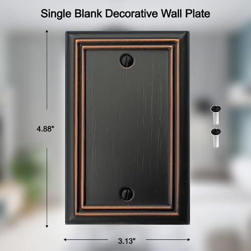 OKAWYC Single Blank Light Switch Cover Adler Metal Wall Plate, 4-Pack Aged Bronze 1 Gang, Light Switch Cover Outlet Cover Decorative Wallplate, Durable - style: 1 Blank 4PK