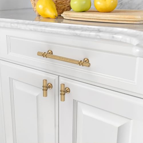 Asidrama 10 Pack 5 Inch(128mm) Knurled Champagne Bronze Kitchen Cabinet Handles, Cabinet Pulls Kitchen Cabinet Hardware Cupboard Handles Drawer Pulls - color: Champagne Bronze, size: 5" Hole Center, style: 10 Pack