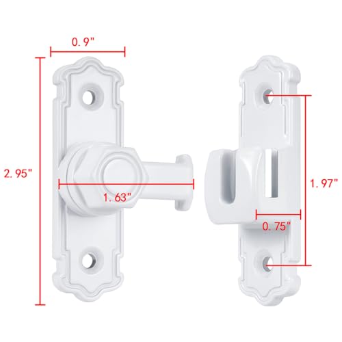 White 90/180 Degree Barn Door Latches,Aluminum Alloy Flip Latch - color: White