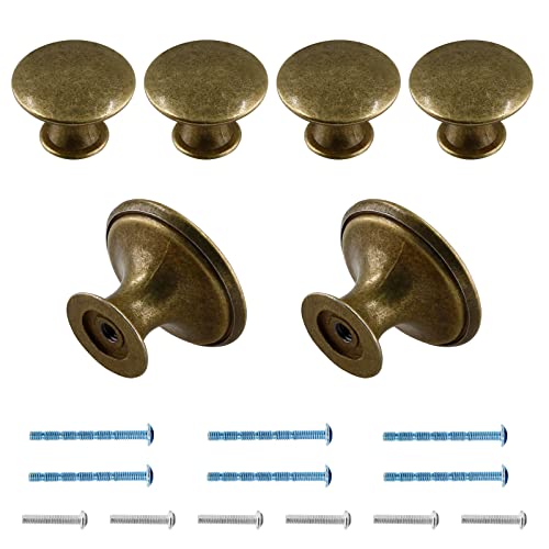 Brass Cabinet Knobs 1.18" Diameter, 6 Pcs - color: Brass, size: 6 Pack