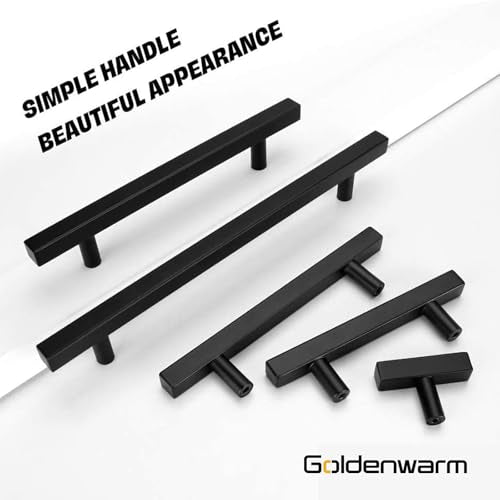Goldenwarm 10 Pack 3 Inch Black Cabinet Handles Kitchen Drawer Pulls - color: Black, size: 3 Inch Hole Center