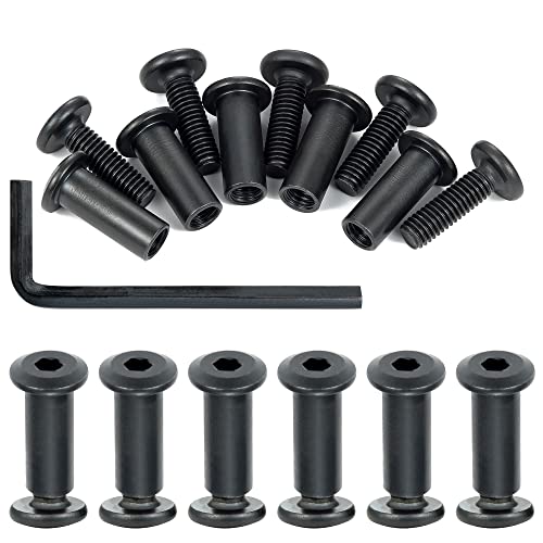 40 Sets Black Furniture Connector Bolts M6x20mm Binding Screws for Wood - color: M6x20mm-Black-D
