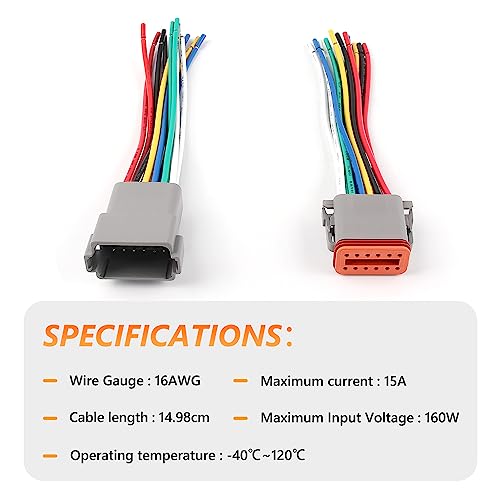Newdeli Deutsch 12 Pin Connector Kit Waterproof Electrical Connector 16 AWG Male and Female Automotive Wire Connectors for Car Truck Boat, Dt Connector 1 Sets - size: DT Connector 1 Set 12 Pin