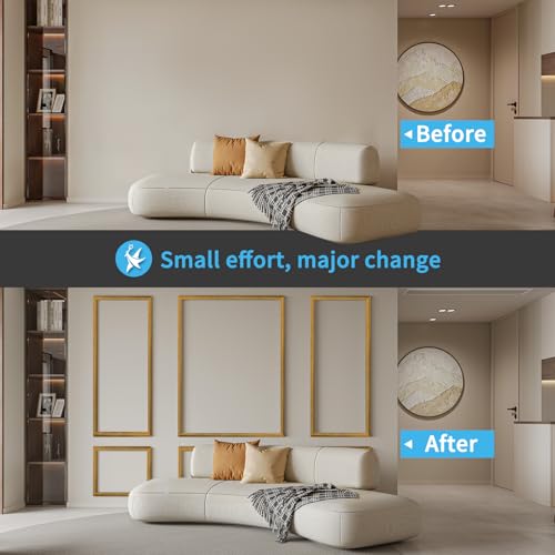 Art3d Pre-Cut Wall Molding Set of 6 pcs, 3 Top 3 Bottom, Antique Gold - color: Antique Gold: Style 2