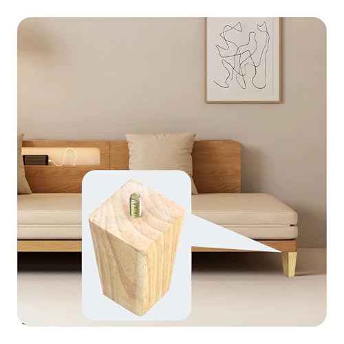 4PCS 3 Inch Solid Wood Furniture Legs, Square Wooden Sofa Couch Feet Leg Replacement for Desk Cabinet Bench Dresser Chair Bookcase Risers Parts, Log Stain - size: 3 Inch