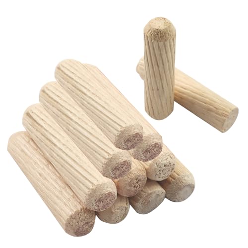 100 Pack Wooden Dowel Pins ,Wood Grooved Plugs Pin Hardwood Fluted Dowels for Furniture Woodworking Crafts, DIY Carpentry(M6x30mm+M8x30mm+M10x40mm)