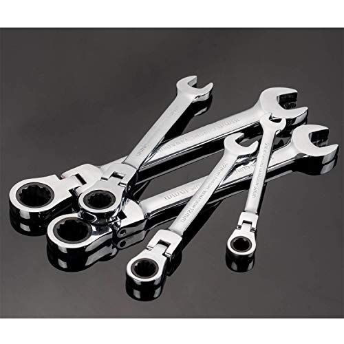 Qnkaa Flexible Ratchet Wrench Set 12pcs 8-19mm Spanner Gear Ring Ratcheting Combination Flexi Wrench Kit Metric Flex Head - size: 12-Piece Metric Set