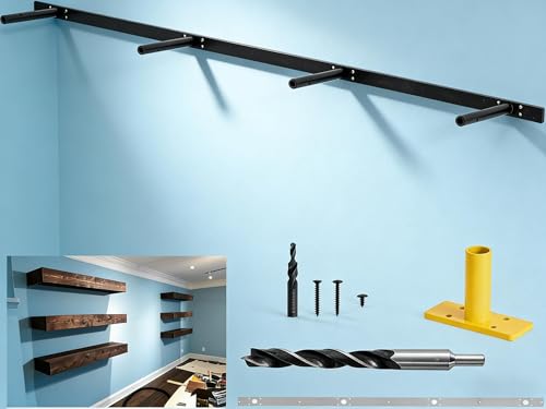 53'' Heavy-Duty Hidden Floating Shelf Bracket – 210 LBS Max Load (Mounted on Studs), Floating Mantel Bracket for Fireplace & Wall Shelves, Includes Easy Installation Kit（53 inch Brackets） - size: 53 Inch - With Ease Kit