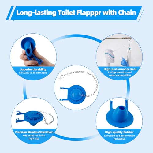 Universal 2-Inch Toilet Flapper, Adjustable Metal Chain, Chlorine-Resistant - style: Universal 2"