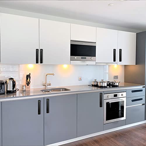 2 Pack 5 Inch 128 mm Matte Black Square Cabinet Handles with Base Plate Aluminum Cabinet Pulls Drawer Pulls Sliding Door Pulls - color: SquareBlack, size: 5 Inch