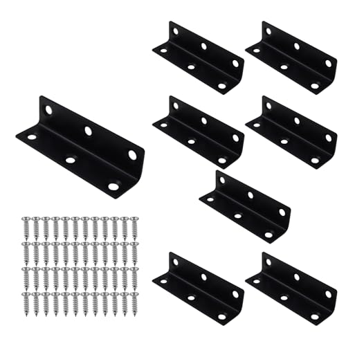 Long L Bracket,ULIFESTAR Black Corner Brace Brackets,Stainless Steel Corner Brackets,Heavy Duty Shelf Bracket,Metal Right Angle Bracket for Wood,80*20mm/3.15*0.79'' 8 PCS - size: 80*20mm/3.15*0.79''
