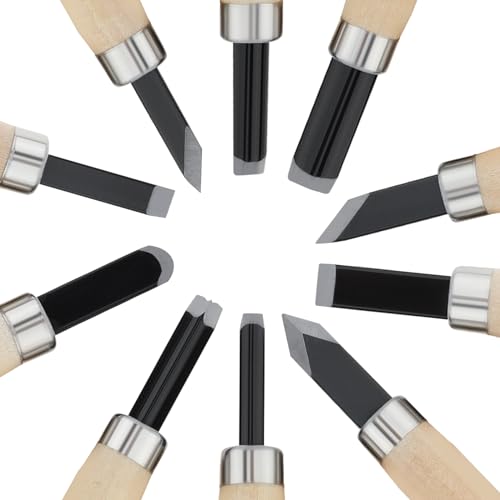 10pcs Wood Carving Chisel Set, Manganese Steel Woodworking Tools, Chisels Kit Great for Carving, Woodworking, DIY Sculpture and Art Projects