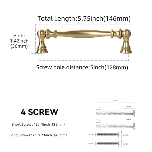 10 Pack 5 Inch(128mm) Kitchen Cabinet Handles Champagne Bronze Cabinet Pulls Zinc Alloy Drawer Pulls Solid Kitchen Hardware - color: Champagne Bronze, size: 5'' Hole Center(128mm)