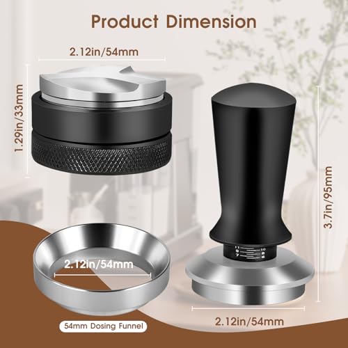 Reoszeank 54mm Espresso Accessories Kit, Distributor, Tamper, Dosing Funnel - size: 54mm Fits Breville Barista/Bambino/Infuser