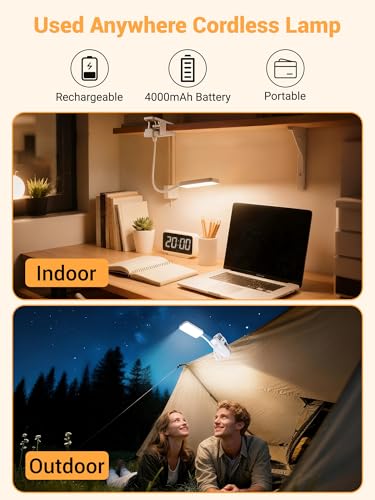 Clip on Lamp, 9 Brightness+5 Colors Reading Lights for Books in Bed Lamp - color: White