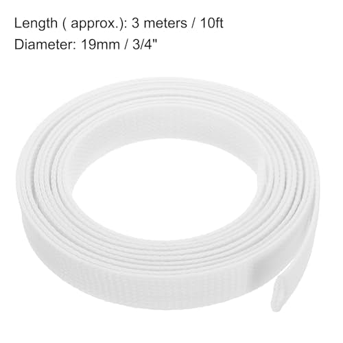 uxcell Expandable Sleeving,1 3/16-inch 10ft Cable Sleeve, White - color: White, size: 1 3/16-inch x 10ft