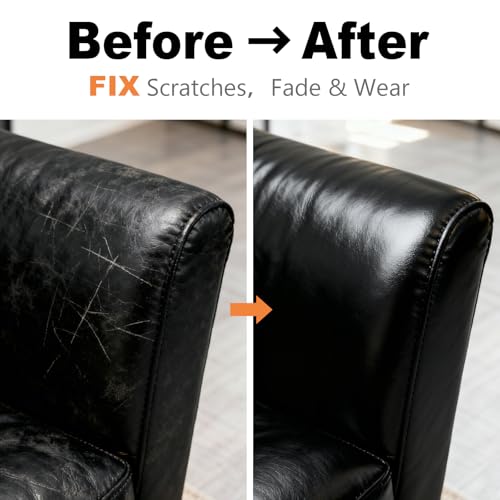 Black Leather Repair Kit, Recoloring Balm, Leather Dye | Restore Scratches, Faded & Aged Leather & Vinyl Couches, Boots, Car Seats & Furniture - color: Black