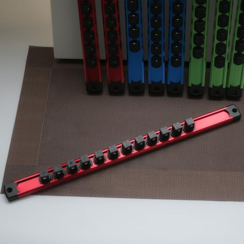 Magnetic Socket Organizer 9-Piece for 1/4, 3/8, 1/2 Sockets Red/Blue/Green
