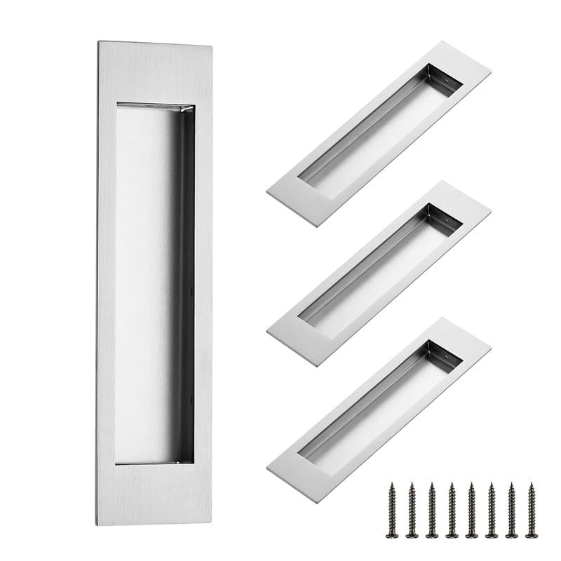 Ravinte 4 Pack Brushed Nickel Sliding Closet Door Handles, 8in Length - color: Brushed Nickel, size: 202mm