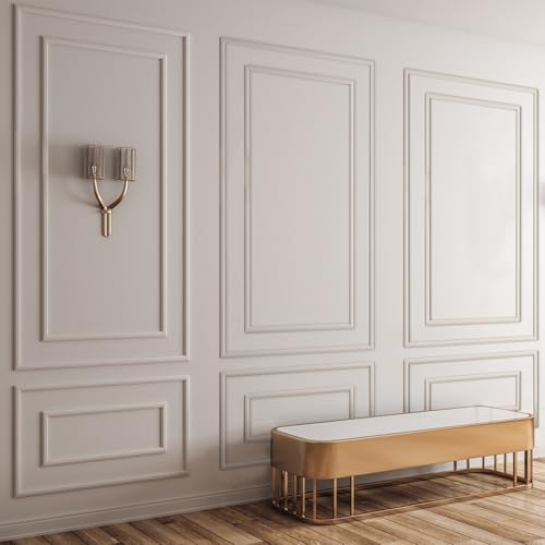 Pangda 6 Set Peel and Stick Wall Molding Kit Inner and Outer Layer Style Premade Wainscoting Panel for Interior Wall Moulding Decor Accent Wall Molding (31x54inch) - size: 31x 54inch