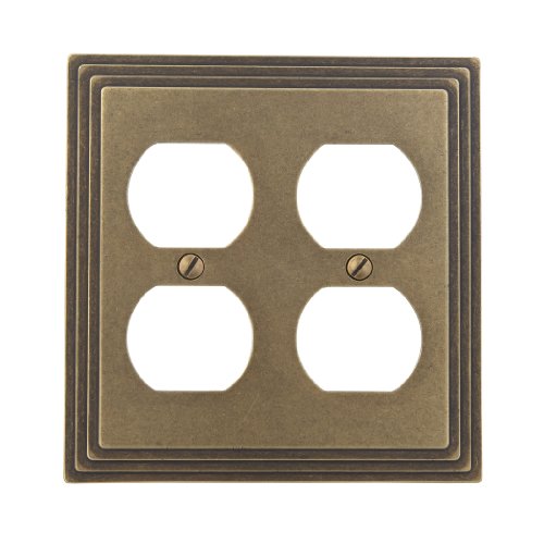 AMERELLE 84DDRB Amerelle Steps Double Duplex Cast Metal Wallplate in Rustic Brass - color: Rustic Brass, size: 2 Duplex