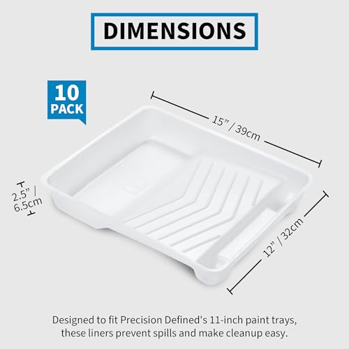PD 11 Inch Paint Tray Liners, 10-Pack, Disposable, White Plastic - color: Liner (White) – 10 Pack, size: 11-inch