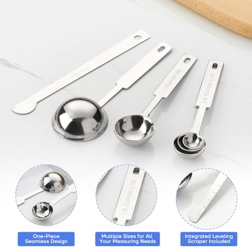 10-Piece Stainless Steel Measuring Cups and Spoons Set for Home Baking Essentials, Dishwasher Safe Kitchen Tools