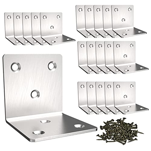 Stainless Steel Corner Bracket,Joint Right Angle Bracket,L Shape Heavy Duty Metal Corner Brace Shelf Supporter for Wood Aufuga (20, 2x2x2) - size: 2x2x2"