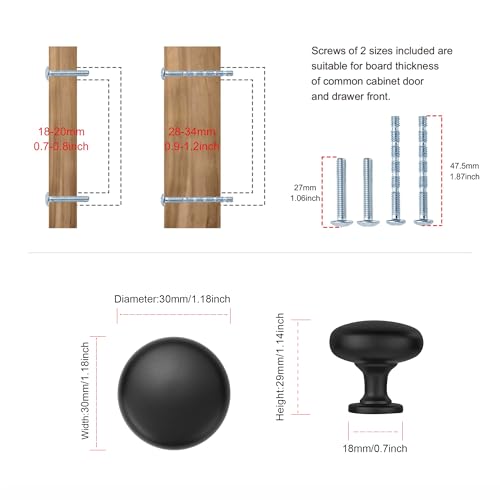 AVICCI 10 Pack Cabinet Knobs Mattle Black Modern Drawer Pulls for Kitchen Cabinet Batheroom Drawer Dresser Furniture Handware Cabinet Pulls - color: Mattle Black, size: Knob-10Pcs