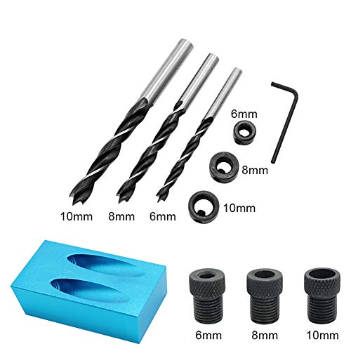 Joywayus Self Centering Dowelling Jig with Pocket Inclined Hole Jig, Metric Standard 6/8/10mm Dowels Jig Accessories, Wood Dowel Hole Drilling Guide Woodworking Positioner Locator Update Wavy Design