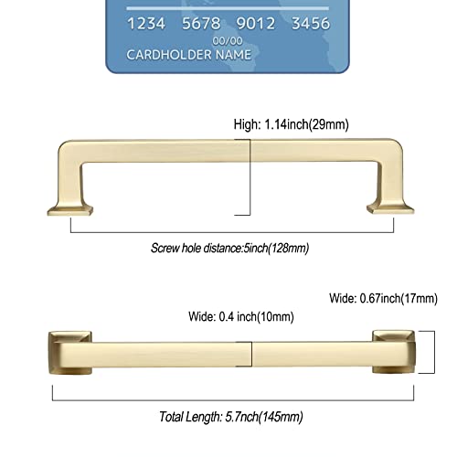 9BUILD 10 Pack 5 Inch Brushed Brass Cabinet Pulls,Kitchen Hardware - color: Brushed Brass, size: 5"/128MM Hole Center