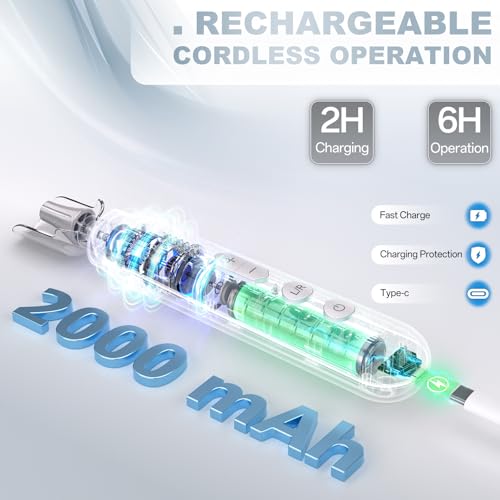 Electric Nail File Drill 2000 mAh Cordless Rechargeable Nail Filer LED Lamp - color: Blue