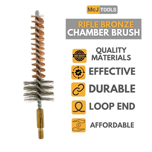 McJ Tools Cleaning Bronze Chamber Brush 10-Pack 7.62mm/.308Cal - Bristle Bronze Premium Gun Cleaning Brushes for Effective Chamber Cleaning - size: 7.62mm, .308cal (10-pack)