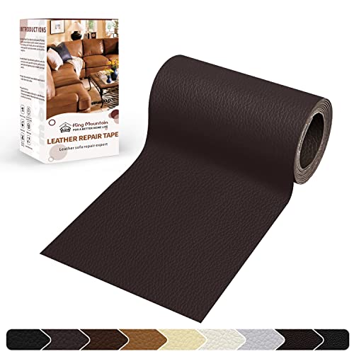 KING MOUNTAIN Leather Repair Patch,4 x 63 Inches self Adhesive Leather Repair Tape for Damaged Leather Furniture, Sofa Seating,Car Seats, Leather Goods(Dark Brown) - color: Dark Brown, size: 4" x 63"