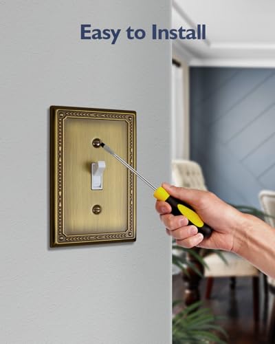 Switch Plates Outlet Covers, 2-Pack Antique Brass Metal Wall Plates - color: Antique Brass, size: 1 Toggle 2PK