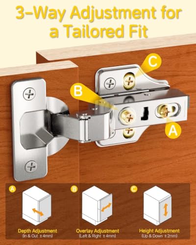 Onemake 10 Pack Inset Soft Close Cabinet Hinges, Stay at Will 105° Concealed Hinge, Smooth Slow Self Closing, 3D Adjustment, Clip-on Plate, Frameless Hidden Door Hardware for Kitchen Cupboard - size: Inset