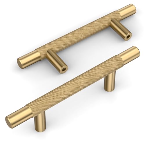 Amerdeco 10 Pack Champagne Bronze Knurled Cabinet Pulls 3 Inch Hole Centers Kitchen Cabinet Handles Hardware Kitchen Handles for Cabinets Handles IH0006 - color: Champagne Bronze, size: 3"/76MM Hole Center