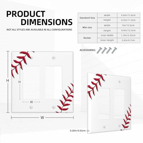 Baseball Double Rocker Switch Cover Plate - color: Baseball, size: Double Rocker
