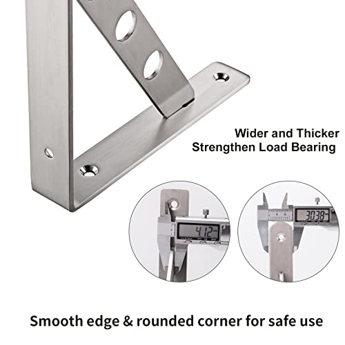 YUMORE 10 Inch Shelf Bracket, Heavy Duty L Bracket with 2 S Hook, 2 Pack - size: 10"(Soild)