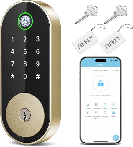 Fingerprint Smart Deadbolt with Keypad – Keyless Entry Lock for Home, Apartment, Office, Airbnb, Rental, Kids & Seniors, App & Code Access, Auto-Lock, Easy DIY Install, Compatible with Alexa & Google - color: Bright Brass