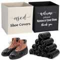 200 Pcs Disposable Shoe Covers with 2 Dispenser Boxes, Black - color: Black