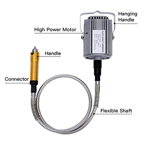 High-Powered 800W Flex Shaft Rotary Tool with Foot Pedal Control and Metal Flexible Shaft - Electric Hanging Grinder Carver for Metalworking, Repair, Carving, Buffing, Polishing, Sanding at 23000 RPM - size: 800W Chuck 0.4-6.5mm