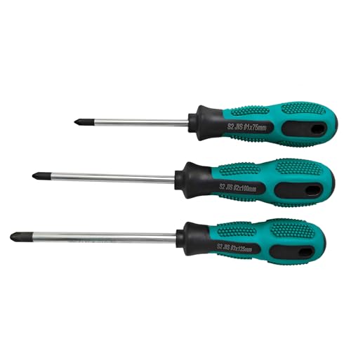 JIS Screwdriver Set (3Pcs #1#2#3) – Magnetic Tips, S2 Alloy Steel, Meets JIS B4633 Standard, Designed for Japanese Motorcycles, Vehicle,Bicycles & Industrial Equipmen