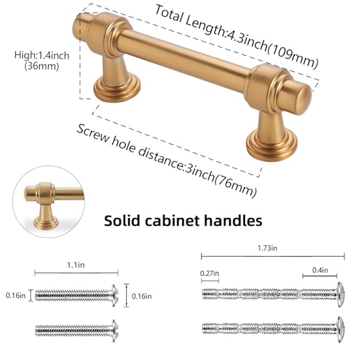 10 Pack 3 Inch(76mm) Champagne Bronze Kitchen Cabinet Handles Cabinet Pulls Gold Drawer Pulls Kitchen Cabinet Hardware Handles Dresser Handles - color: Champagne Bronze, size: 3'' Hole Center(76mm)