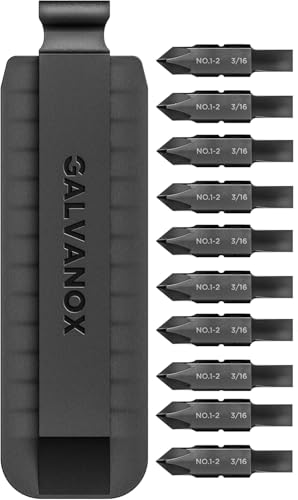 Galvanox Replacement Bits for Leatherman Multi-tools, Flat-Bit Phillips No.1-2 3/16, 10 Piece Set with Holder (59HRC) - style: Bit Set F