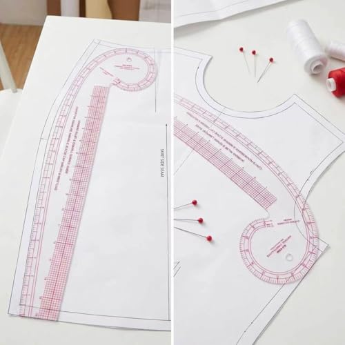 Sewing Rulers,Clear Metric French Curve Sewing Rulers Set for Pattern Making Drafting,Quilting,Clear Plastic Fashion Designer Ruler Kit in Inches， 6PCS - color: 6-piece Set